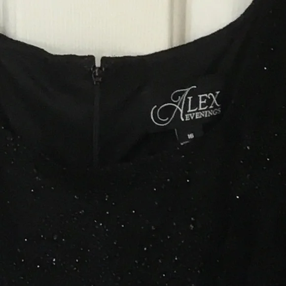 2Piece Alex Evenings Black Dress with Gorgeous Topper, NWT, Size 16 - Picture 3 of 16